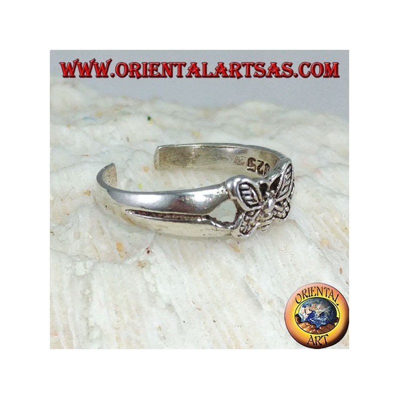 Silver ring for feet or phalanx with butterfly