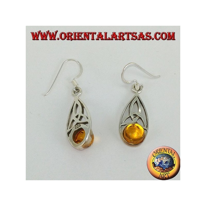 Boucles d'oreilles en argent avec noeud tyrone et ambre