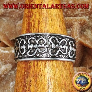 Silver ring for feet or for phalanxes with butterflies in a row