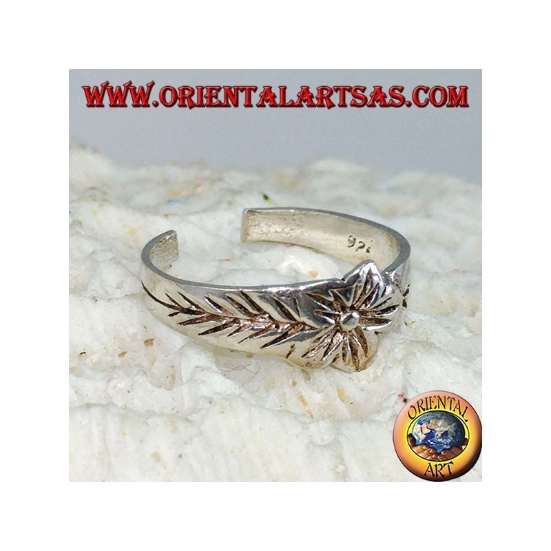 Silver ring for feet or for phalanxes with flower