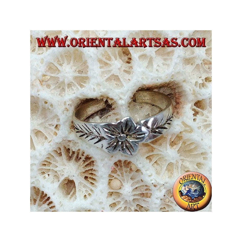 Silver ring for feet or for phalanxes with flower