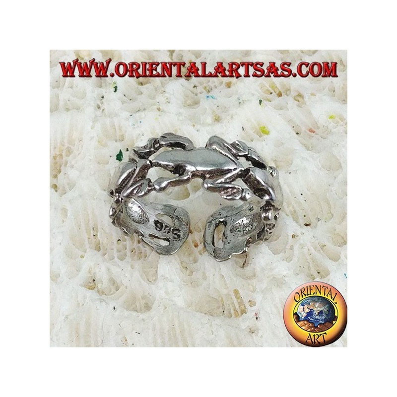 Anillo de plata para pies o para falanges con ranas en una fila