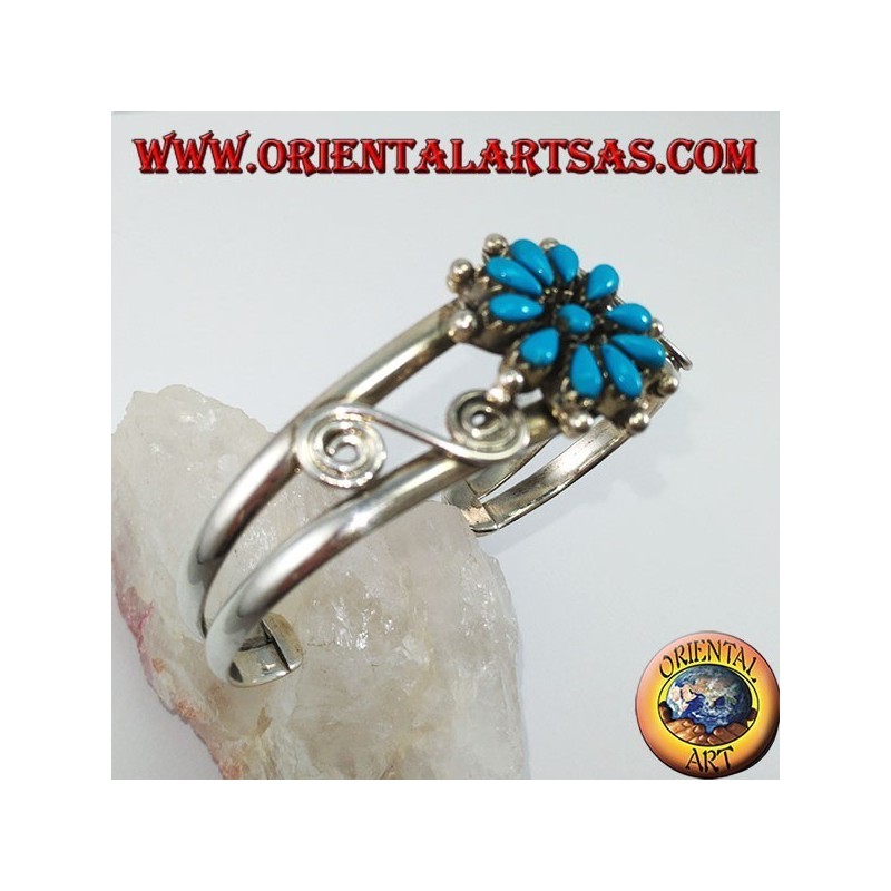 Starre Silberarmband mit türkisem Gänseblümchen