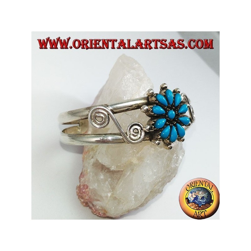 Starre Silberarmband mit türkisem Gänseblümchen
