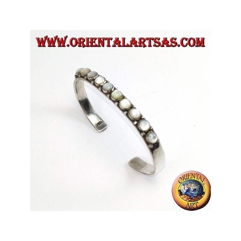 Bracelet rigide en argent avec perles rondes