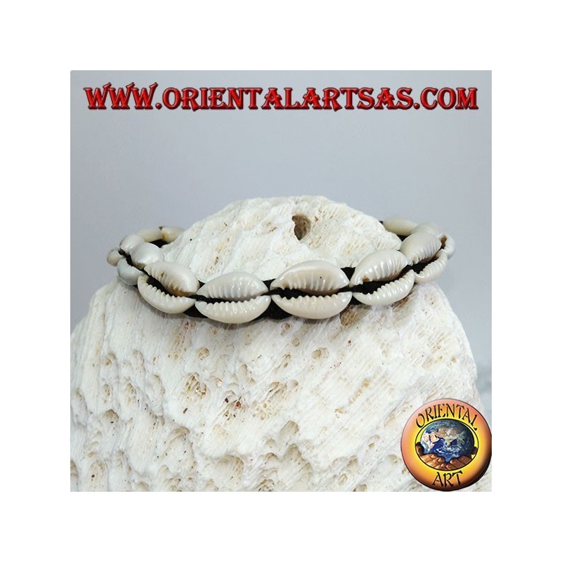 Bracciale di conchiglie ciprea cauri con chiusura in metallo analergico
