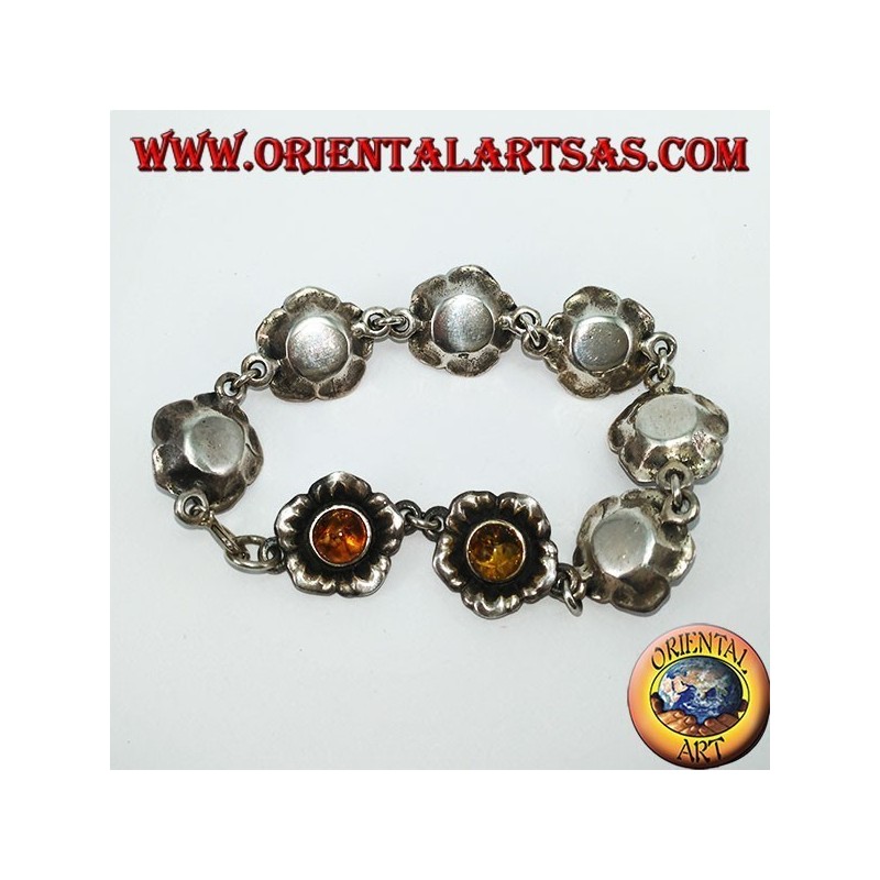 Pulseras de plata de rosas, con ambar