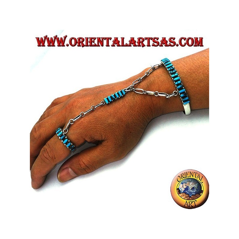 Armband Kuss aus Sterlingsilber mit türkisfarbenem Shuttle