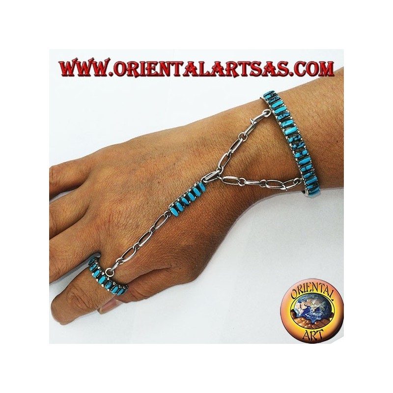 Bracelet baiser en argent sterling avec navette turquoise