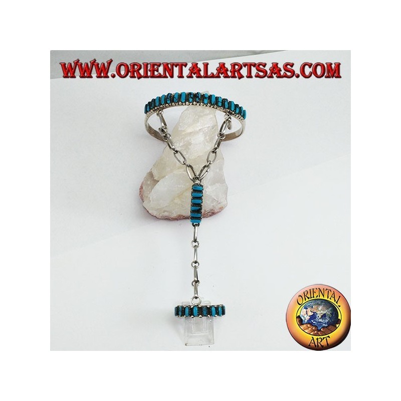 Bracelet baiser en argent sterling avec navette turquoise