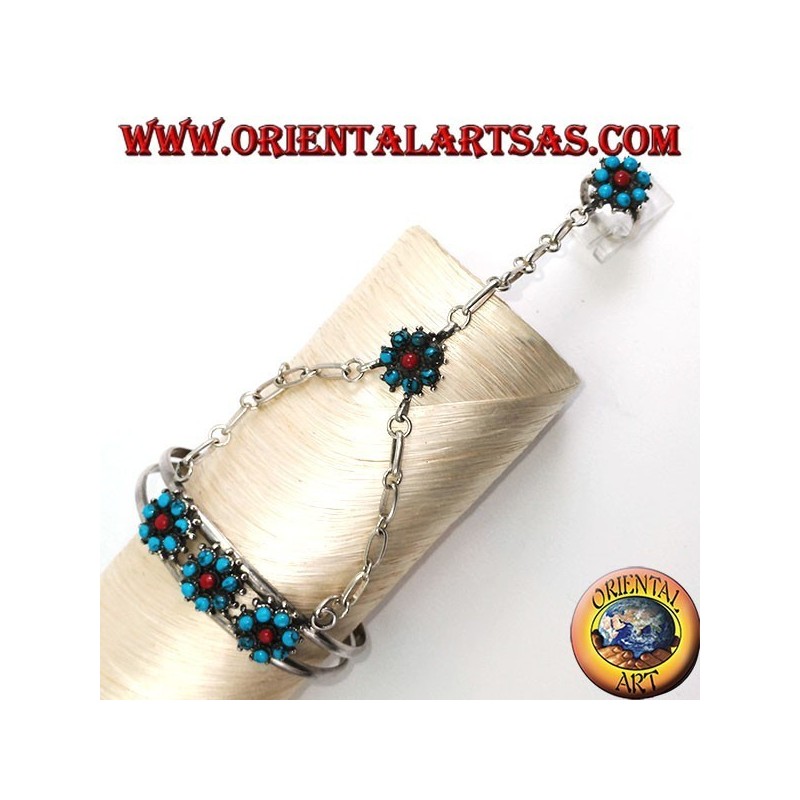 Armband Kuss aus Sterlingsilber mit türkisfarbenem Shuttle