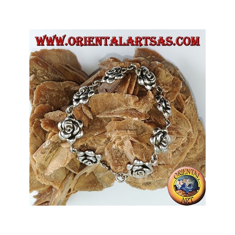 Pulsera de plata de rosas grandes
