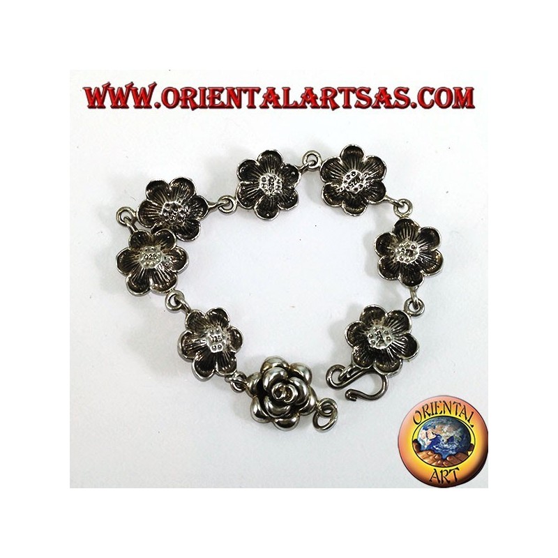 Pulsera de plata de rosas grandes