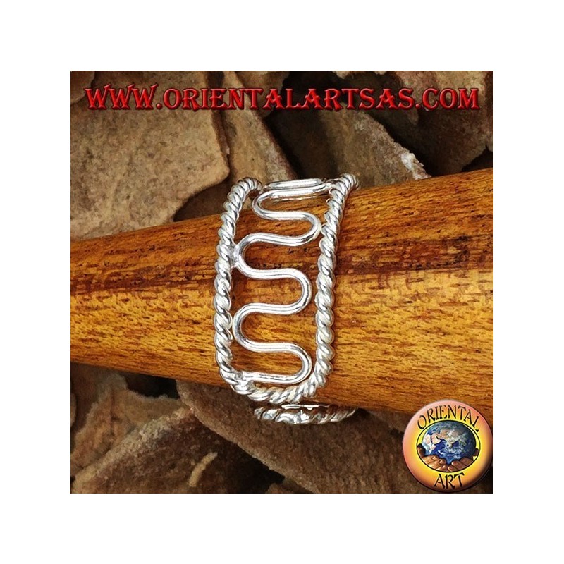 Anillo de plata con dedos de los pies o falange, alambre con ondas