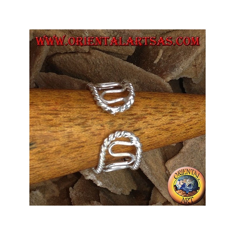 Anillo de plata con dedos de los pies o falange, alambre con ondas