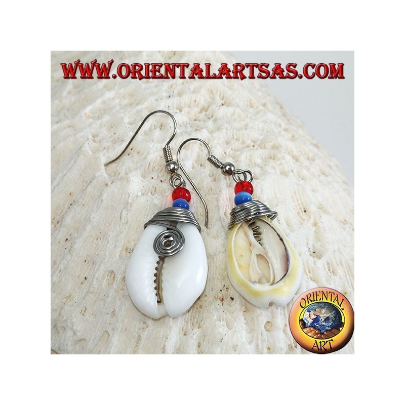Cauri cowrie shell earrings with analergic metal