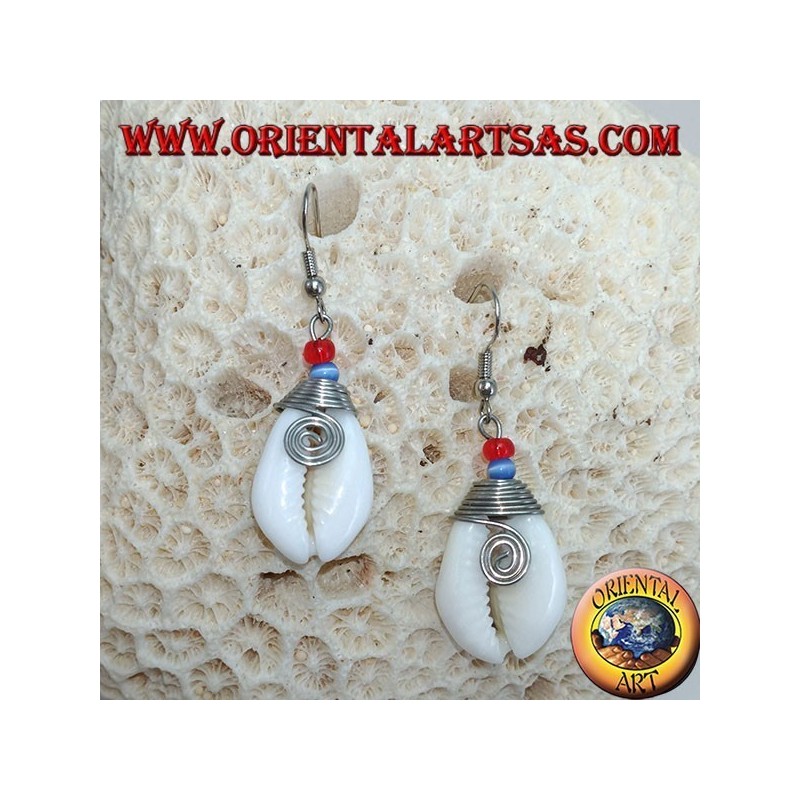 Boucles d'oreilles coquillage Cauri avec métal analergique