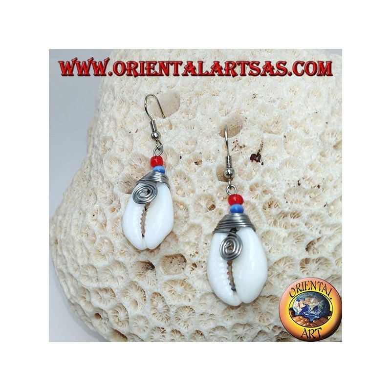 Boucles d'oreilles coquillage Cauri avec métal analergique