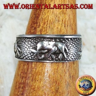 Bague en argent pour les pieds ou pour les phalanges avec des éléphants ciselés