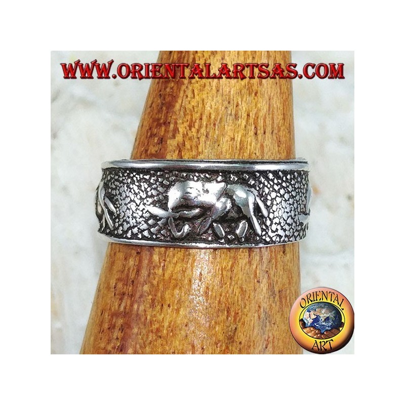 Anillo de plata para pies o para falanges con elefantes cincelados
