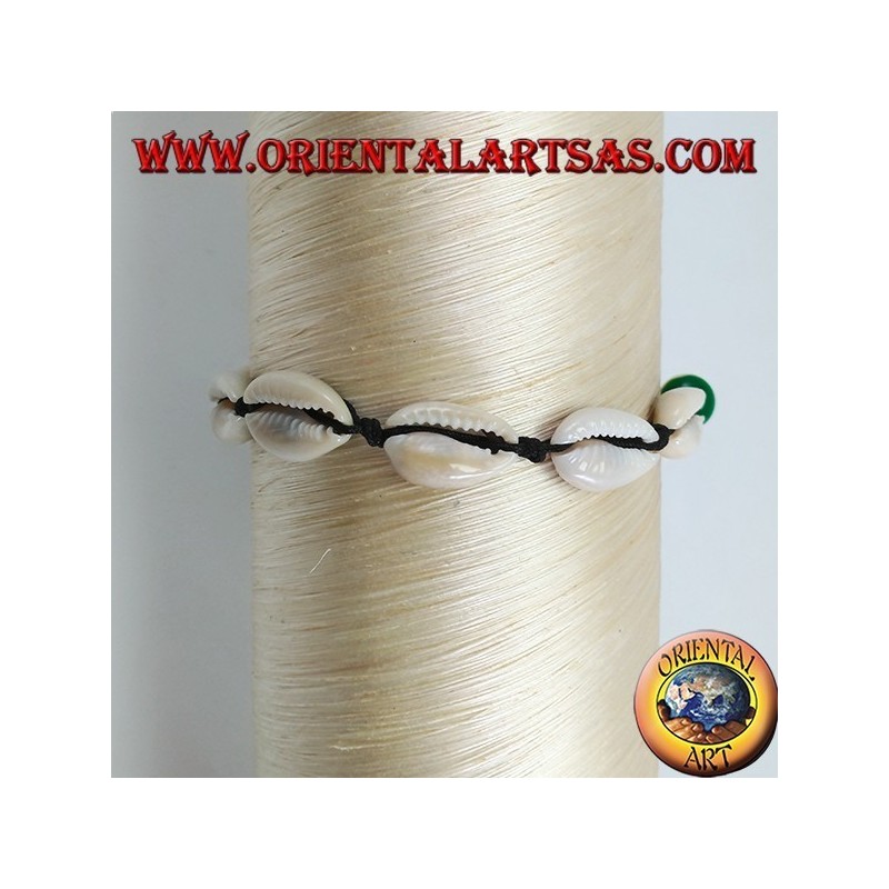 Fußkettchen und Armband mit Kauri-Cauri-Schalen, verstellbar mit Rasta-Kugeln