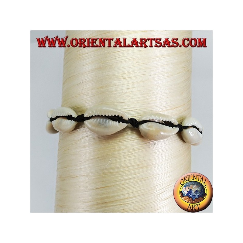 Fußkettchen und Armband mit Kauri-Cauri-Schalen, verstellbar mit Rasta-Kugeln