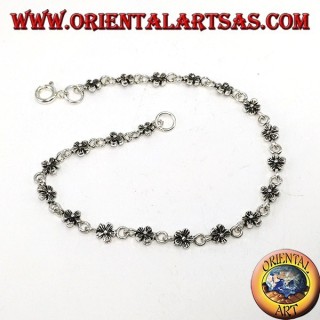 Bracelet of small flowers in silver 925