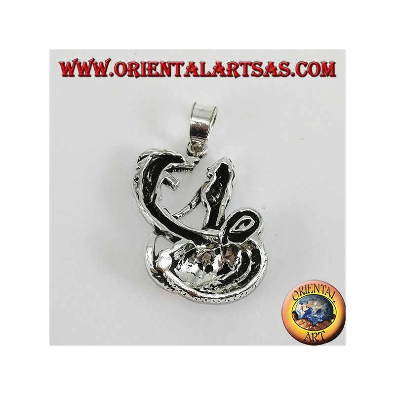 Silber Anhänger Frau Dompteur des Drachen (groß)