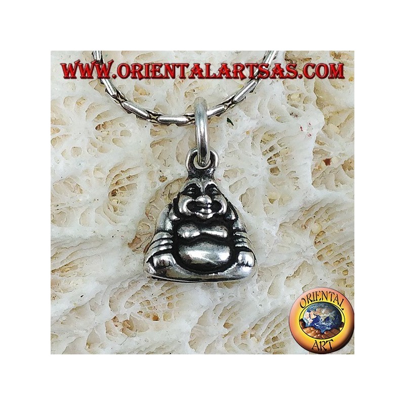 Ciondolo in argento Buddha dell'abbondanza bifacciale piccolo