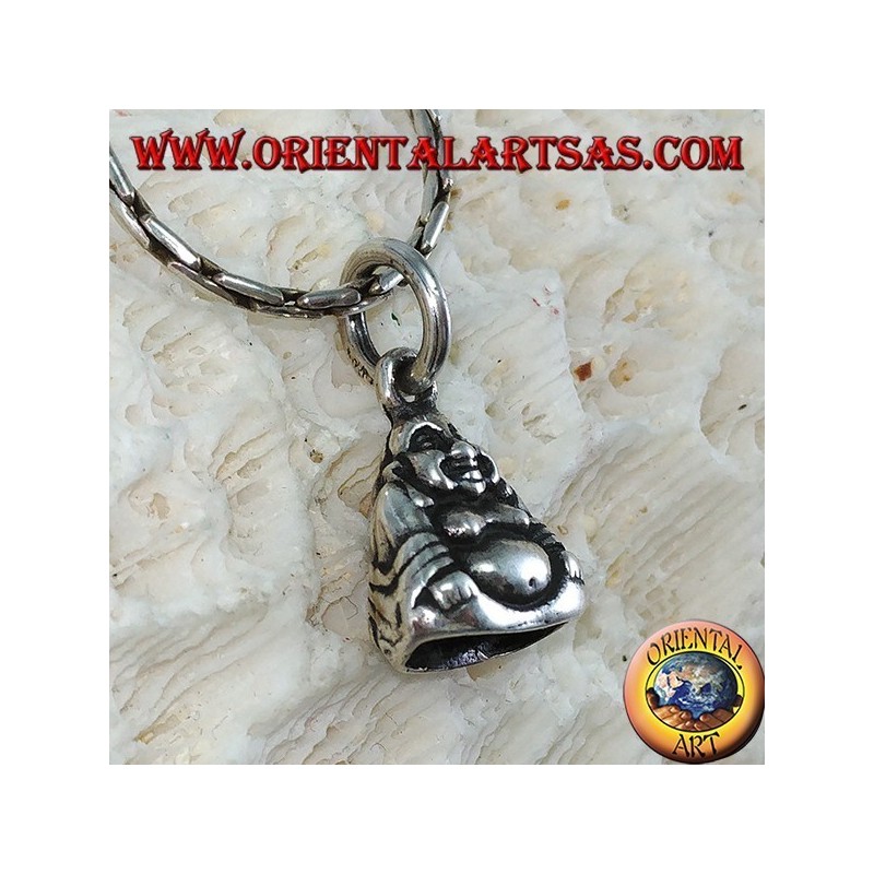 Ciondolo in argento Buddha dell'abbondanza bifacciale piccolo