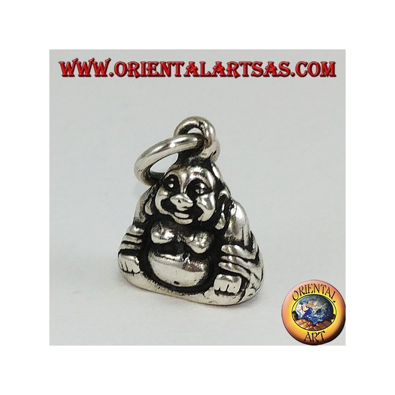 Ciondolo in argento Buddha dell'abbondanza bifacciale piccolo