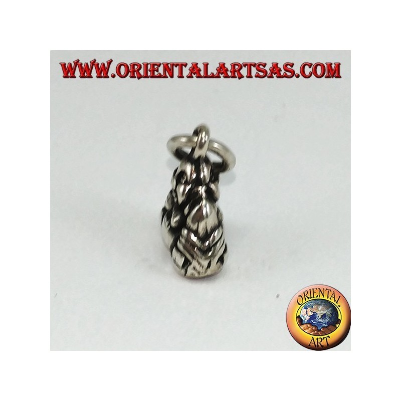 Ciondolo in argento Buddha dell'abbondanza bifacciale piccolo