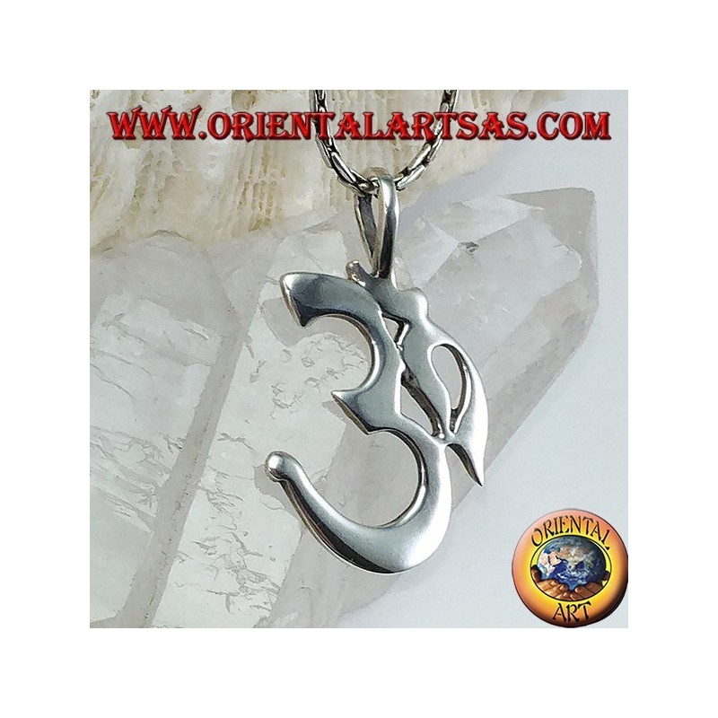 Silver pendant Oṁ Óm E Aum Sillaba (simple medium)