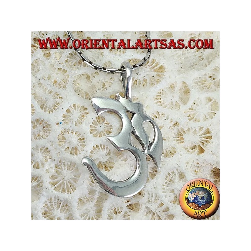 Pendentif en argent Oṁ Óm E Aum Sillaba (médium simple)