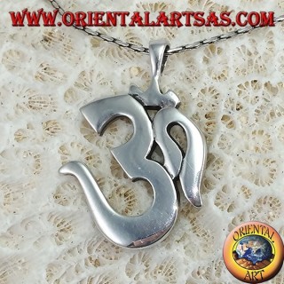 Silver pendant Oṁ Óm E Aum Sillaba (simple big)