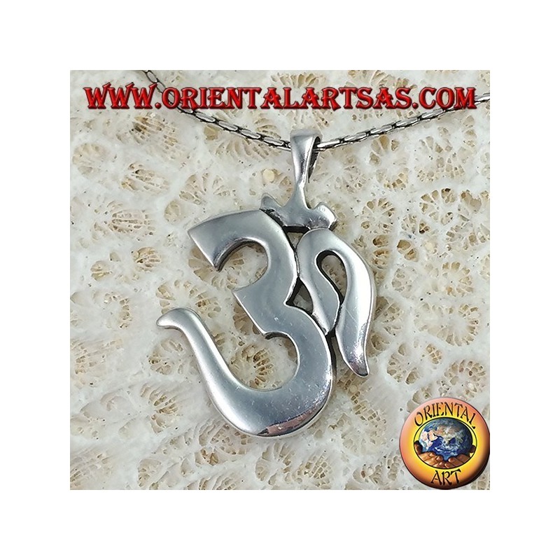 Colgante de plata Oṁ Óm E Aum Sillaba (simple grande)