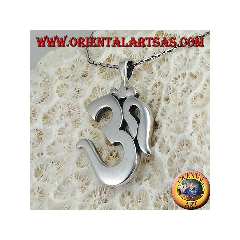 Colgante de plata Oṁ Óm E Aum Sillaba (simple grande)