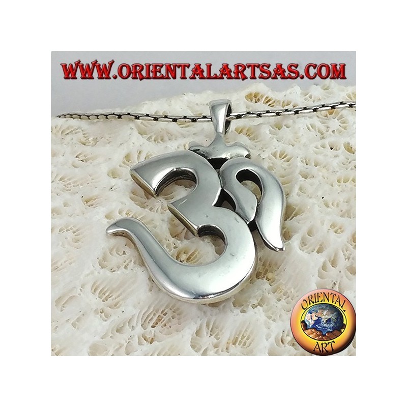 Silver pendant Oṁ Óm E Aum Sillaba (simple big)