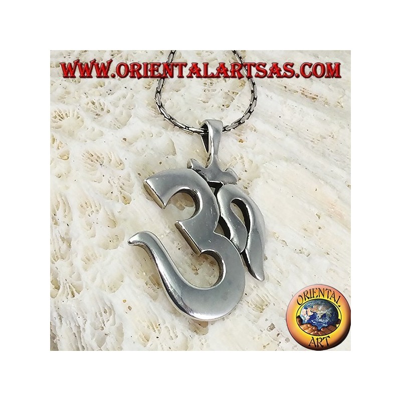 Silver pendant Oṁ Óm E Aum Sillaba (simple big)
