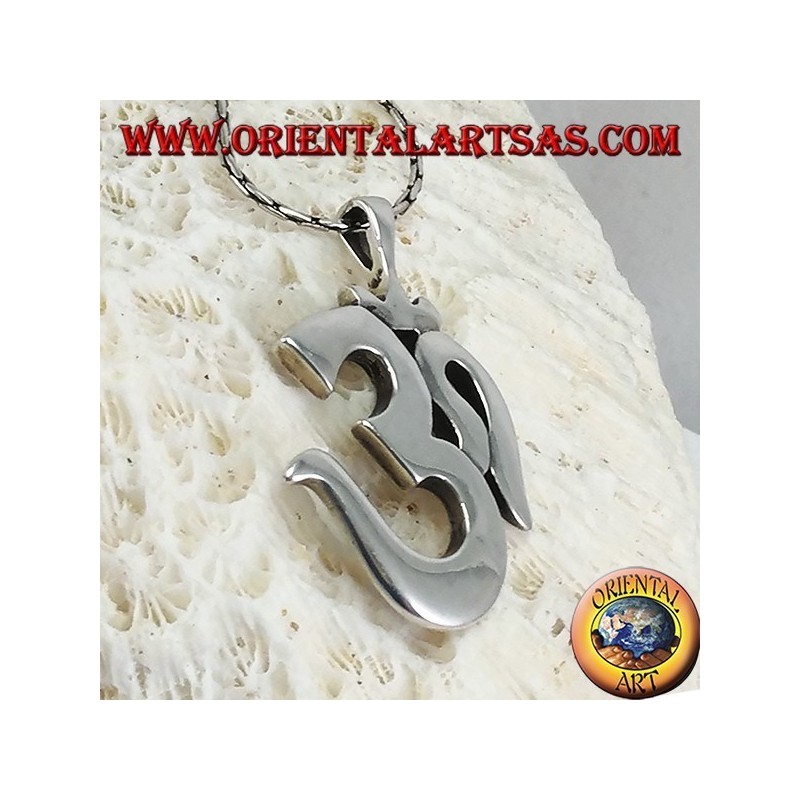 Silver pendant Oṁ Óm E Aum Sillaba (simple big)