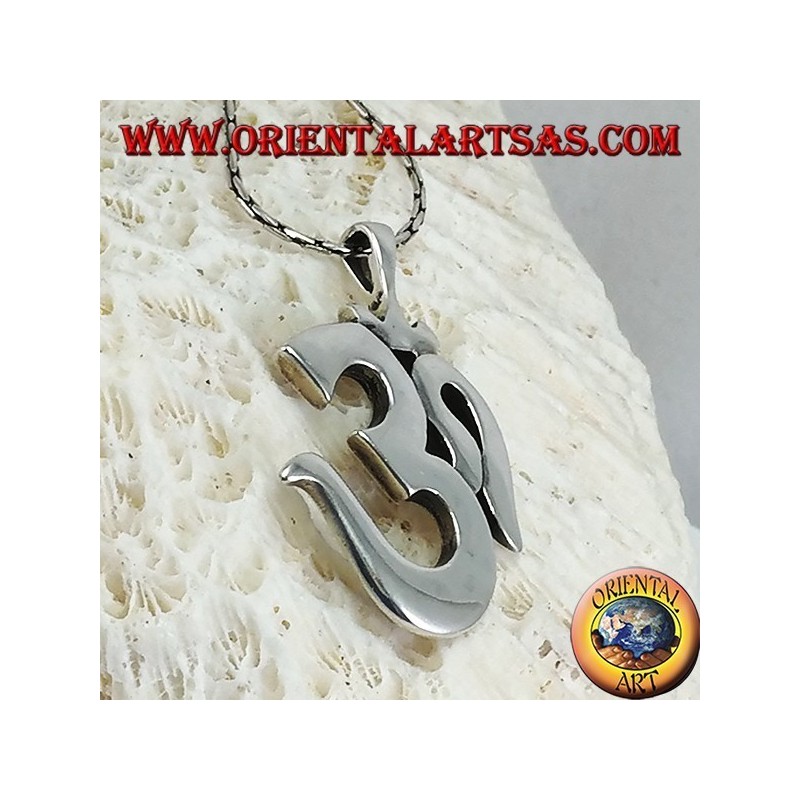 Silver pendant Oṁ Óm E Aum Sillaba (simple big)
