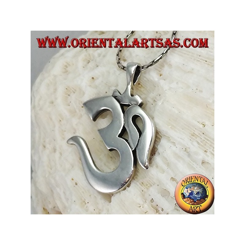 Silver pendant Oṁ Óm E Aum Sillaba (simple big)