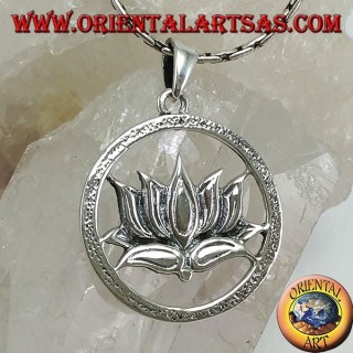 Silber Anhänger Lotus-Blume in den Kreis