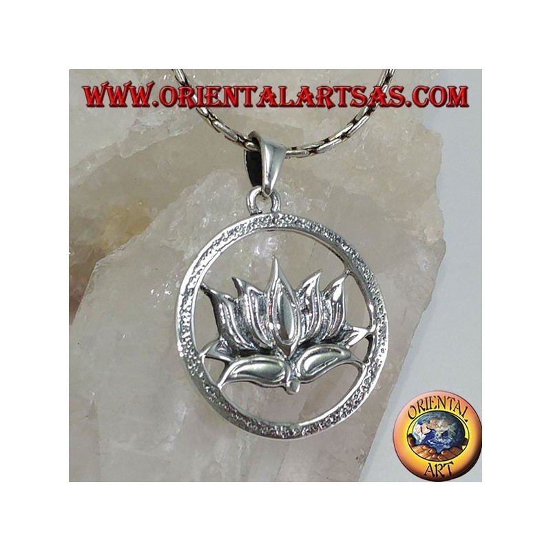 Silber Anhänger Lotus-Blume in den Kreis