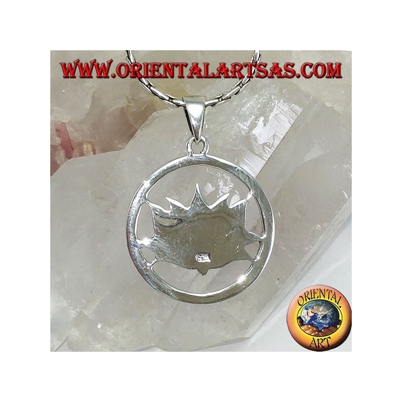 Silber Anhänger Lotus-Blume in den Kreis
