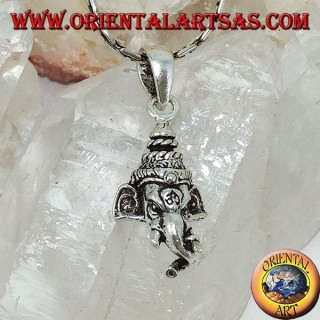 Pendentif tête de Ganesh en argent avec om gravé sur le front