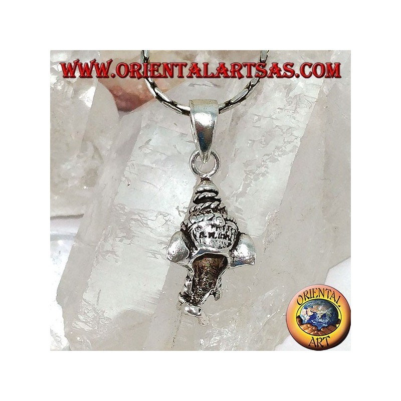 Pendentif tête de Ganesh en argent avec om gravé sur le front