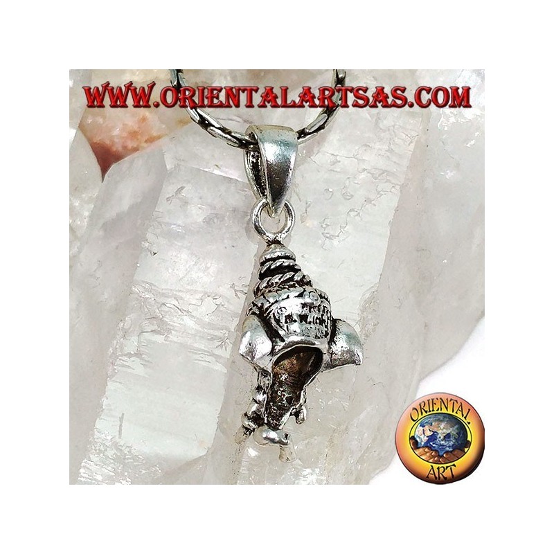 Pendentif tête de Ganesh en argent avec om gravé sur le front