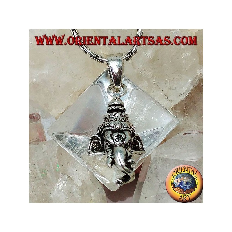 Pendentif tête de Ganesh en argent avec om gravé sur le front