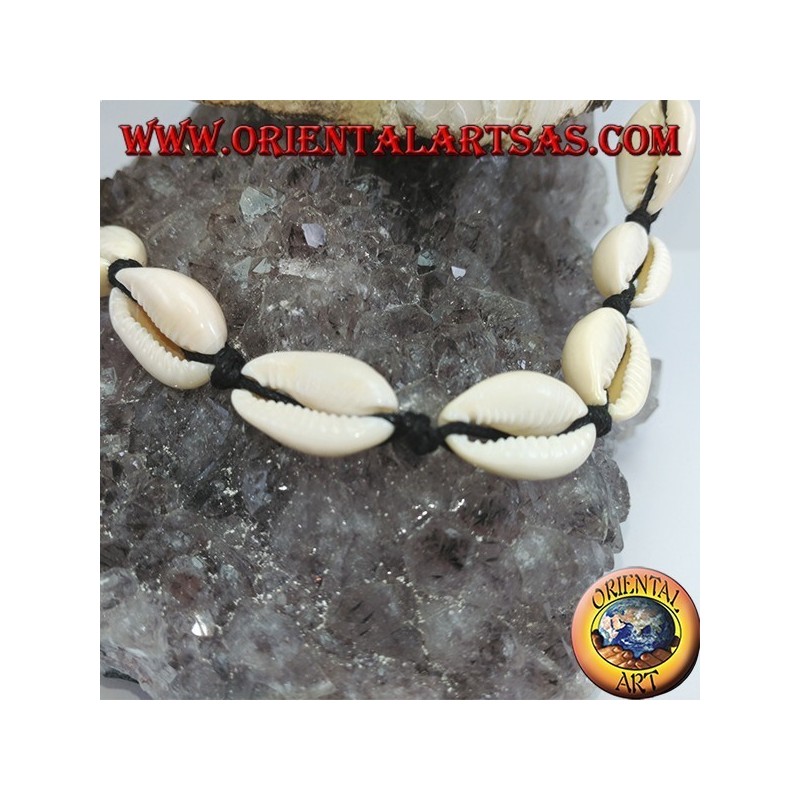 Chokerhalskette aus Kaurimuscheln mit Kette und Karabiner (verstellbar)